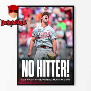 Arkansas Razorbacks No Hitter Gage Wood First No Hitter At MCWS Since 1960 Home Decor Poster Canvas