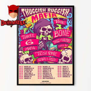 Bone Thugs-N-Harmony Three 6 Mafia On Thuggish Ruggish Mafia Tour 2025 Poster Schedule Tour Dates Home Decor Poster Canvas