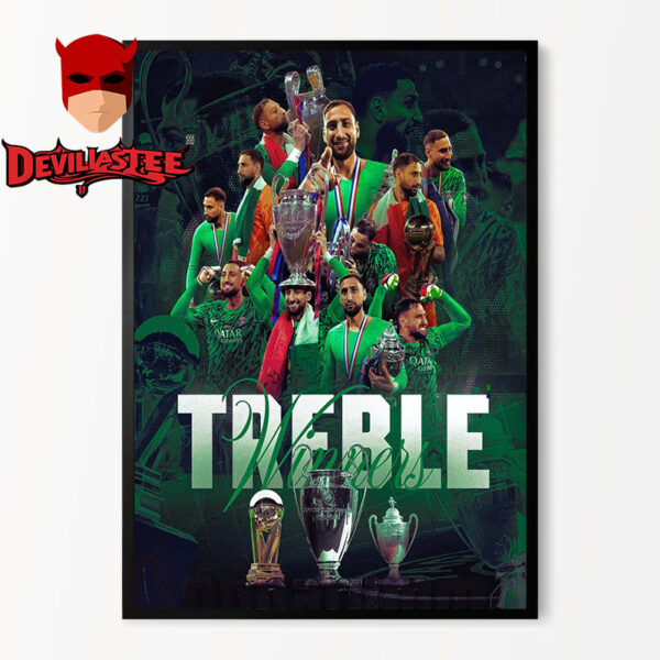 Celebrates Gianluigi Donnarumma Winners Treble Title Home Decor Poster Canvas