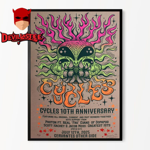Cycles Music Poster Cycles 10th Anniversary On July 12 2025 Cervantes Other Side Home Decor Poster Canvas