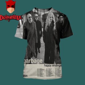 Garbage Happy Endings US Tour 2025 Dates List With Special Guest Starcrawler All Over Print Shirt