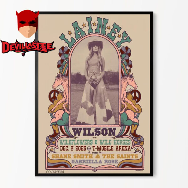 Lainey Wilson Live Concert Show Wildflowers And Wild Horses At T-Mobile Arena Nevada On December 7 2025 Home Decor Poster Canvas