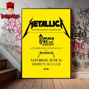 Metallica M72 Santa Clara At The Legendary Bimbo On Saturday June 21 2025 Home Decor Poster Canvas