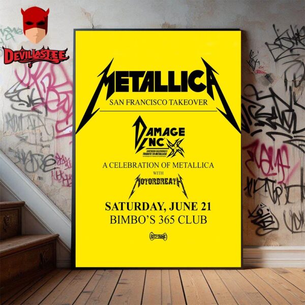 Metallica M72 Santa Clara At The Legendary Bimbo On Saturday June 21 2025 Home Decor Poster Canvas