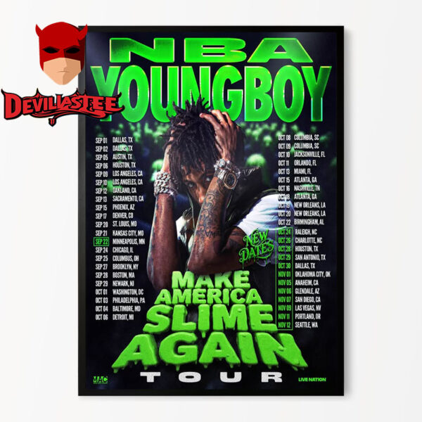NBA YoungBoy MASA Tour 2025 Schedule Cities Tour Dates Make America Slime Again Home Decor Poster Canvas