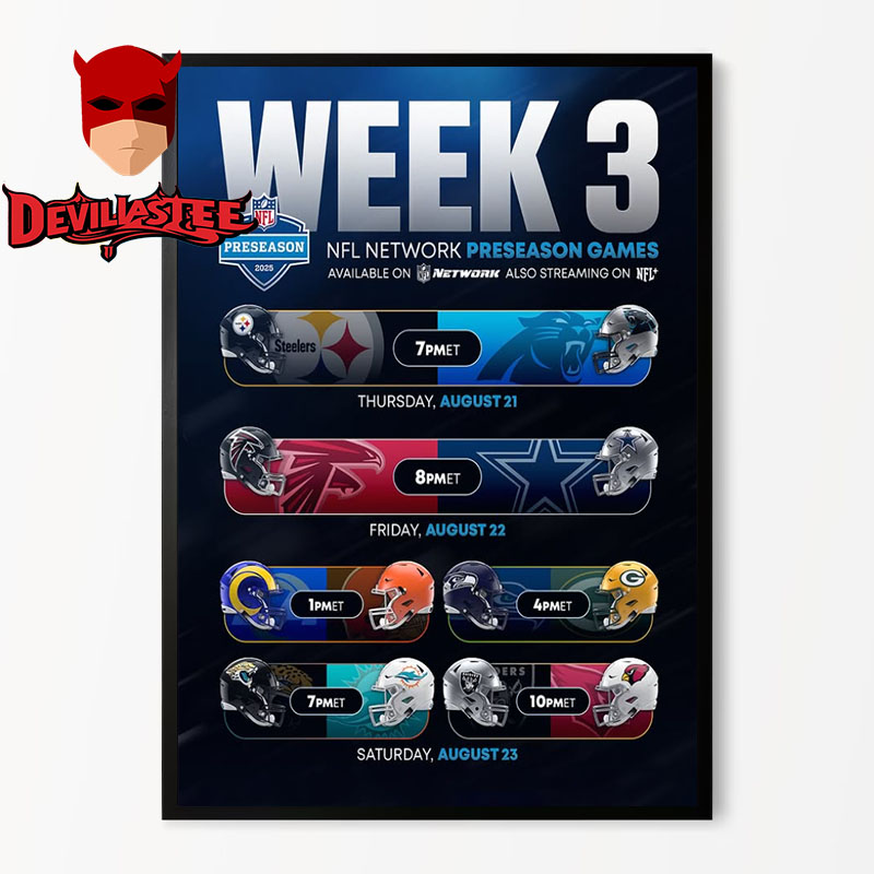 NFL Preseason 2025 Poster Match Schedule Week 3 On August 23 2025 Home Decor Poster Canvas NFL Preseason 2025 Poster Match Schedule Week 3 On August 23 2025 Home Decor Poster Canvas