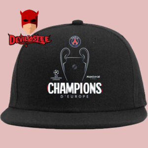 PSG UCL Champions 2025 Trophy Outline Graphic Hat Cap