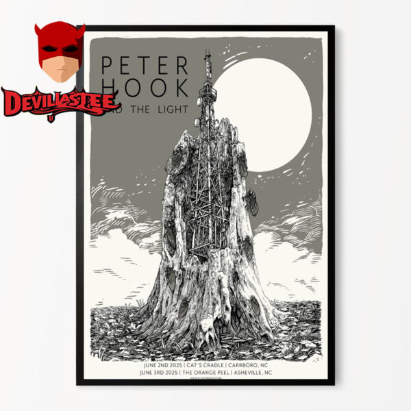Peter Hook And The Light 2025 North American Tour Poster Two Show On June 2-3 2025 In North Carolina Home Decor Poster Canvas