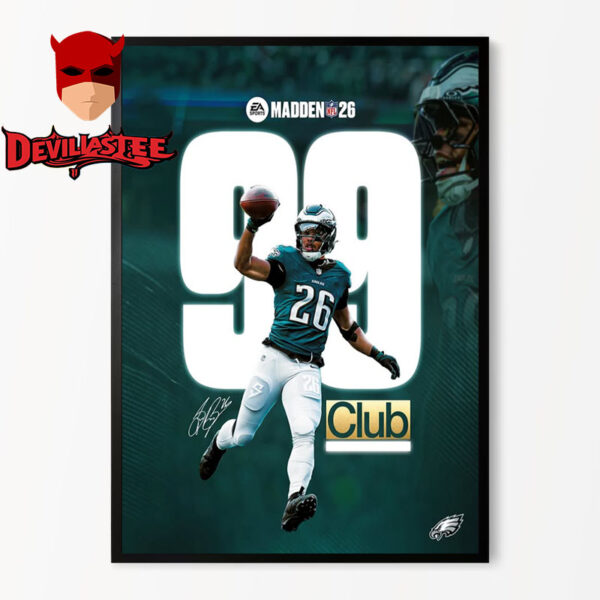 Saquon Barkley NFL First Eagles Offensive Player To Join The 99 Club Madden NFL 26 Exclusive Poster Home Decor Poster Canvas