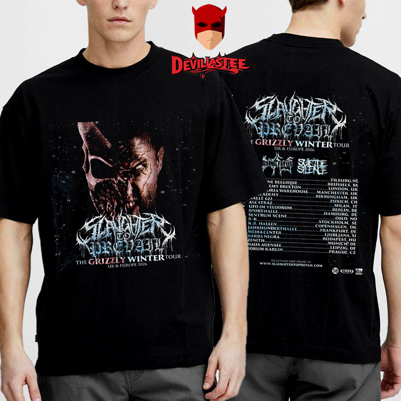Slaughter To Prevail The Grizzly Winter Tour UK And Europe 2026 Schedule Tour Dates Unisex T-Shirt Two Sides Slaughter To Prevail The Grizzly Winter Tour UK And Europe 2026 Schedule Tour Dates Unisex T-Shirt Two Sides