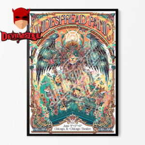 Widespread Panic Tour 2025 Chicago Merch Poster 3 Nights At Chicago Theatre On June 4-6 2025 In Chicago Home Decor Poster Canvas