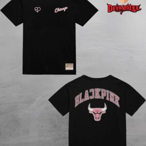 BLACKPINK X Chicago Bulls NBA 2025 Black Version All Over Print Unisex T-Shirt