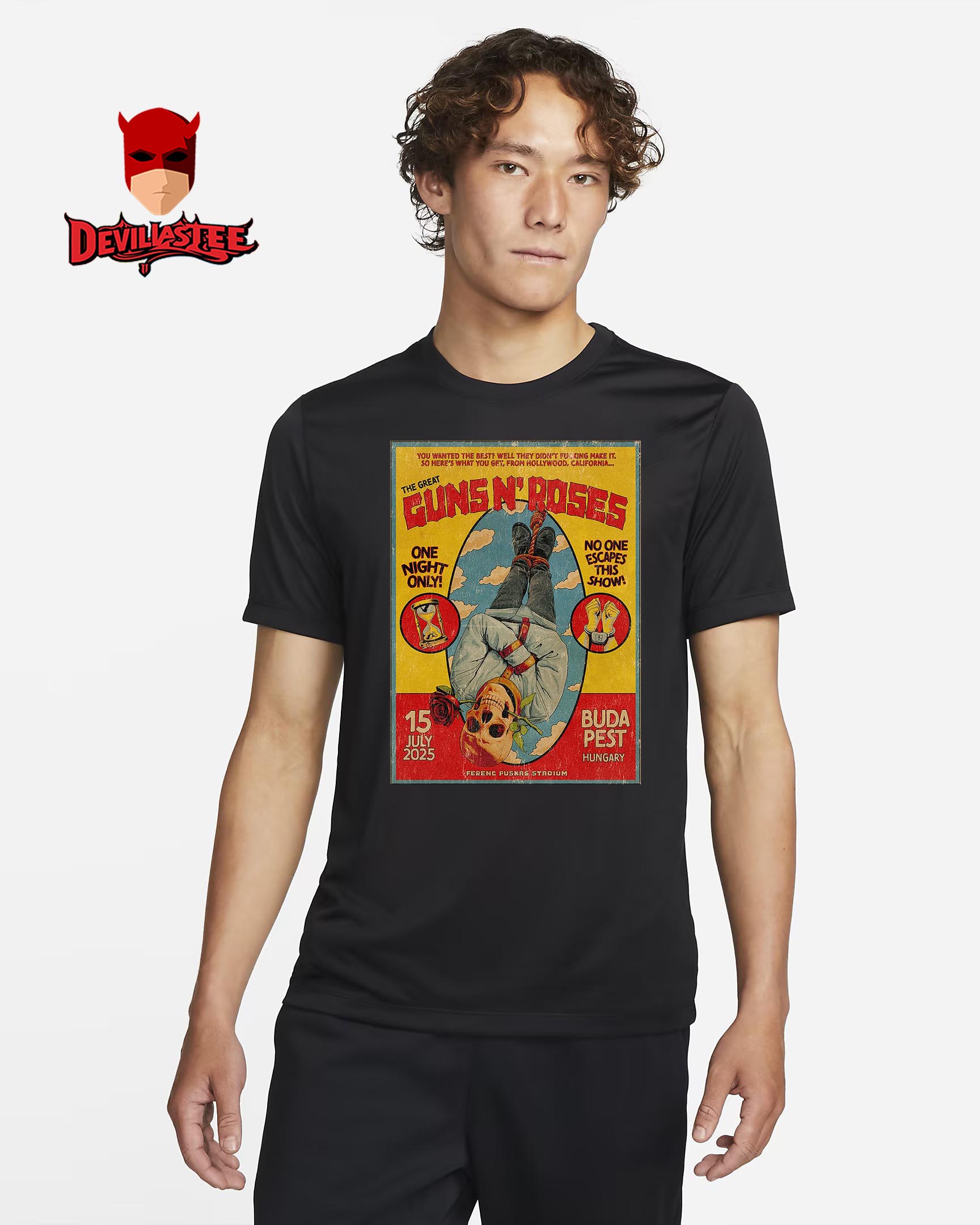 Guns N Rose Budapest 2025 Poster Show World Tour At Ferenc Puskas Stadium In Hungary On July 15th 2025 T-Shirt Guns N Rose Budapest 2025 Poster Show World Tour At Ferenc Puskas Stadium In Hungary On July 15th 2025 T-Shirt
